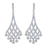 Sterling Silver And Cubic Zirconia Shaped Chandelier Drop Earrings fine designer jewelry for men and women